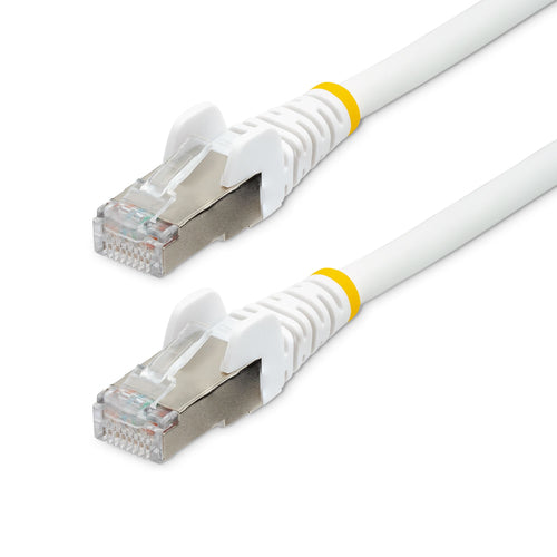 StarTech.com 2ft CAT6a Ethernet Cable - White - Low Smoke Zero Halogen (LSZH) - 10GbE 500MHz 100W PoE++ Snagless RJ-45 w/Strain Reliefs S/FTP Network Patch Cord